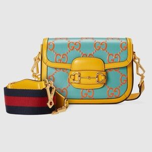 Gucci Blue Horsebit 1955 Leather Shoulder Bag